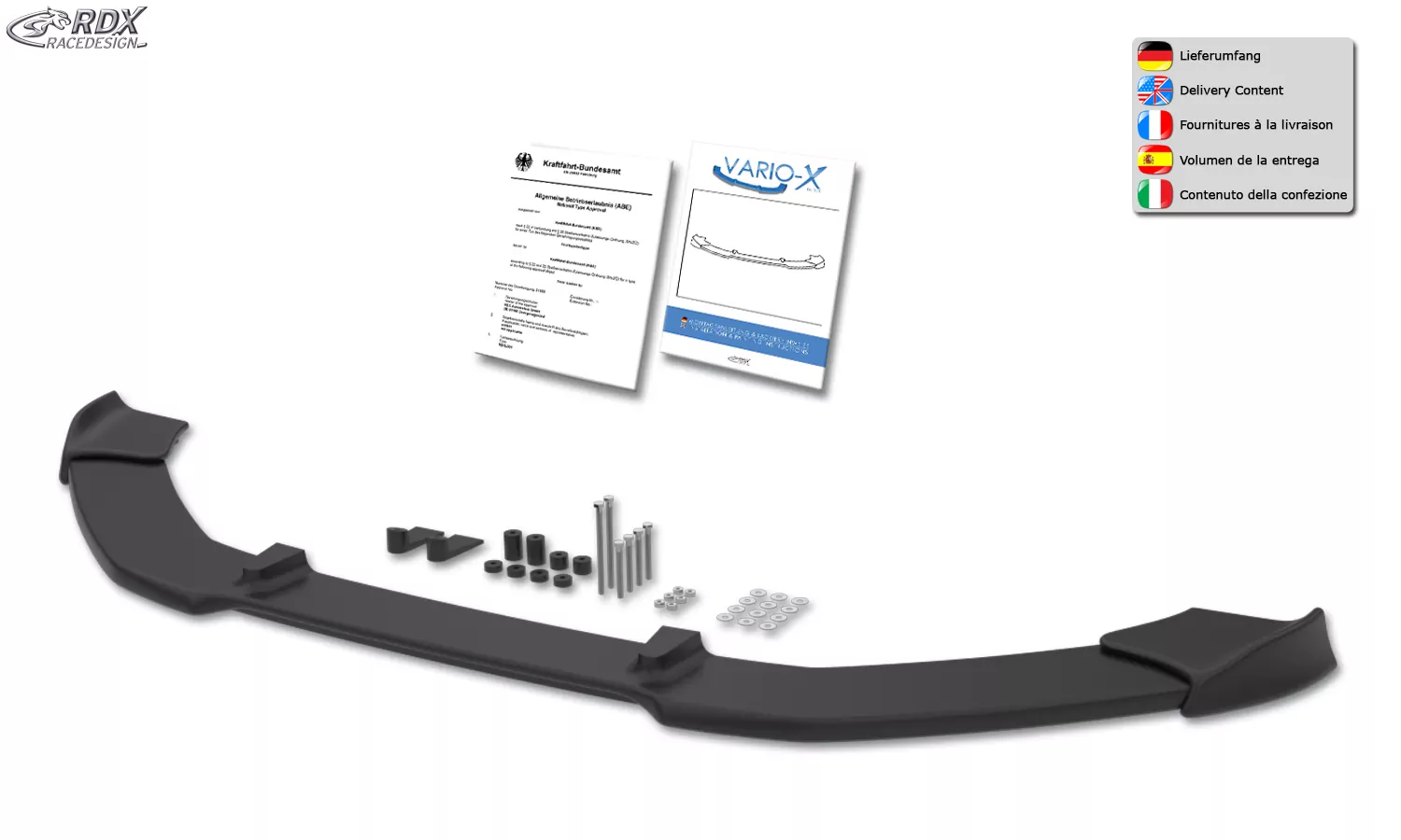 RDX Frontspoiler VARIO-X für SUZUKI Swift (FZ / NZ / 2010+) Frontlippe Front Ansatz Vorne Spoilerlippe