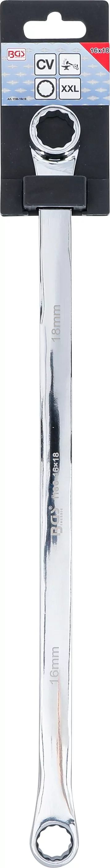 Doppel-Ringschlüssel | extra lang | SW 16 x 18 mm