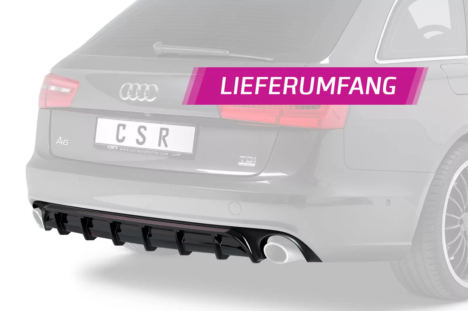 Heckansatz für Audi A6 C7 (4G) HA227 Schwarz Strukturiert