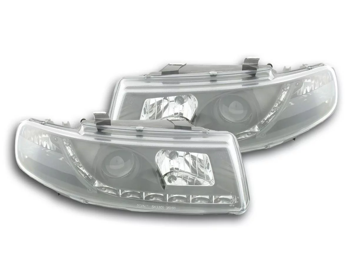 Scheinwerfer Set Daylight LED TFL-Optik Seat Leon Typ 1M Bj. 99-05 schwarz