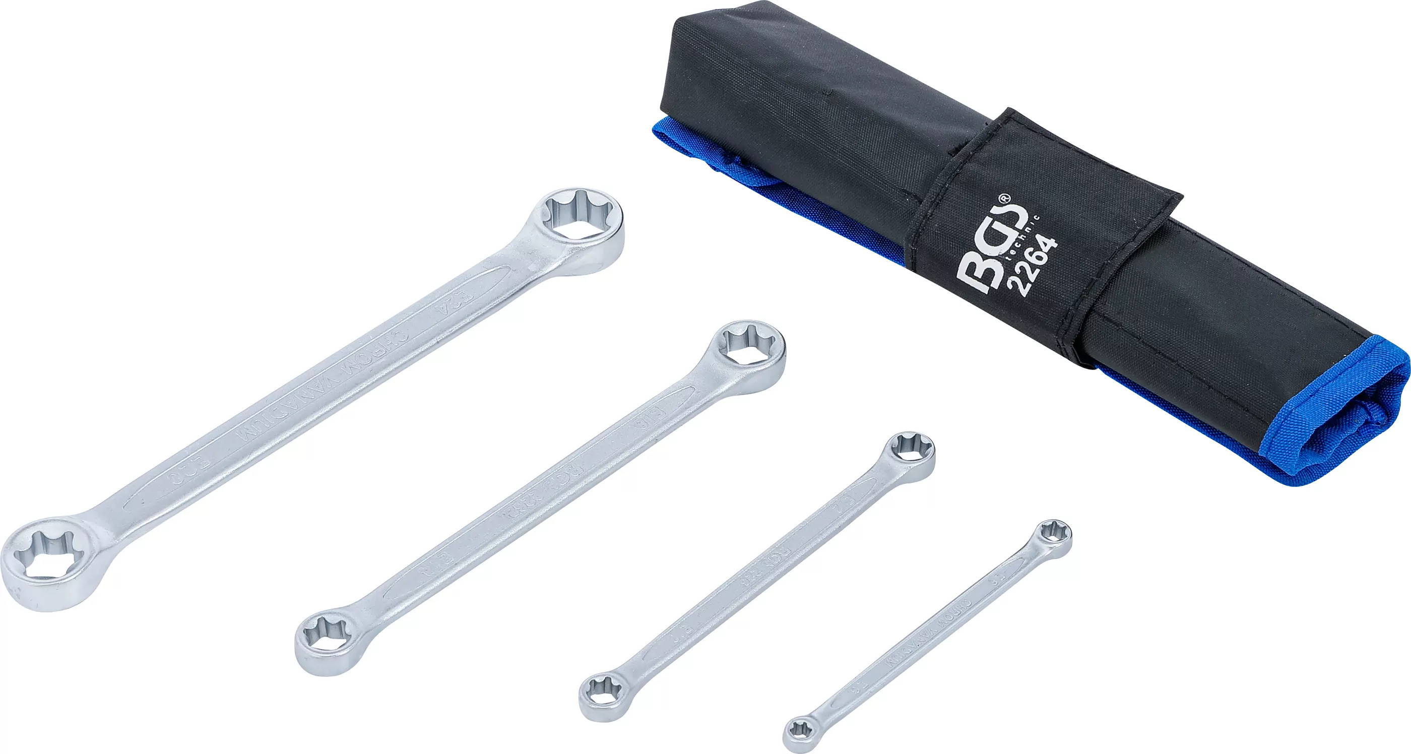 Doppel-Ringschlüssel-Satz mit E-Profil-Ringköpfen | SW E6 x E8 - E20 x E24 | 4-tlg.