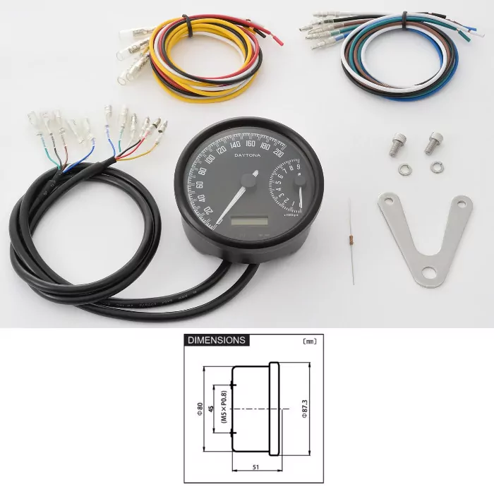 Tachometer & DZM "Velona-W" | -200 km/h Ø 80mm | -9.000 U/min | weiße Beleuchtung
