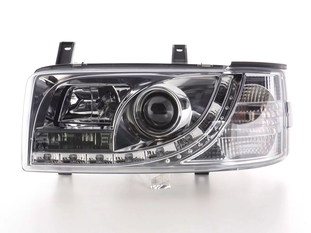 Scheinwerfer Set Daylight LED TFL-Optik VW Bus Typ T4 Bj. 90-03 chrom