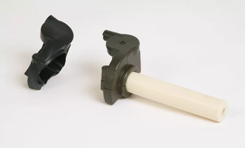 SHIN YO Throttle Handle For ATV+MX Made Of Aluminium With Rubber Protection, Short Stroke 90°, Black.