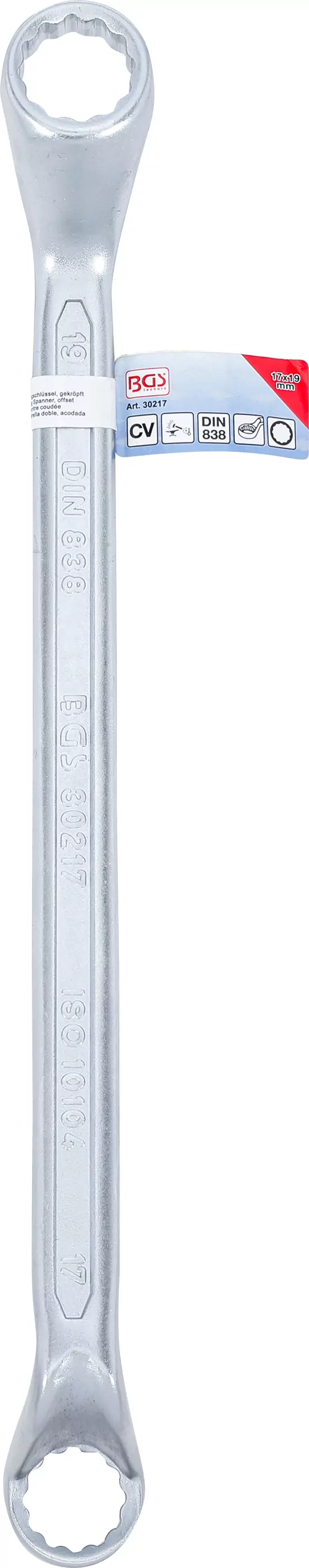 Doppel-Ringschlüssel | tief gekröpft | SW 17 x 19 mm