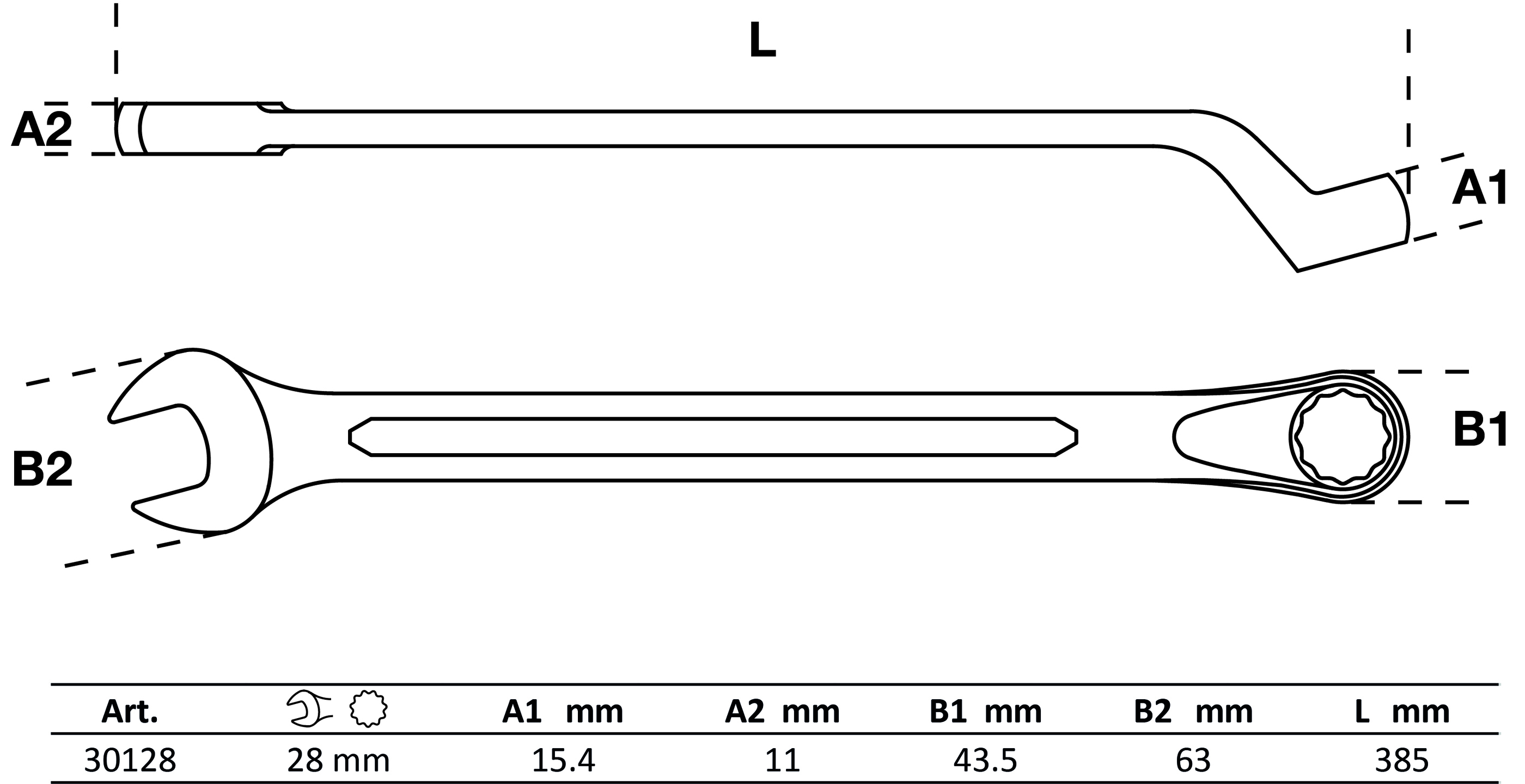 Maul-Ringschlüssel, gekröpft | SW 28 mm