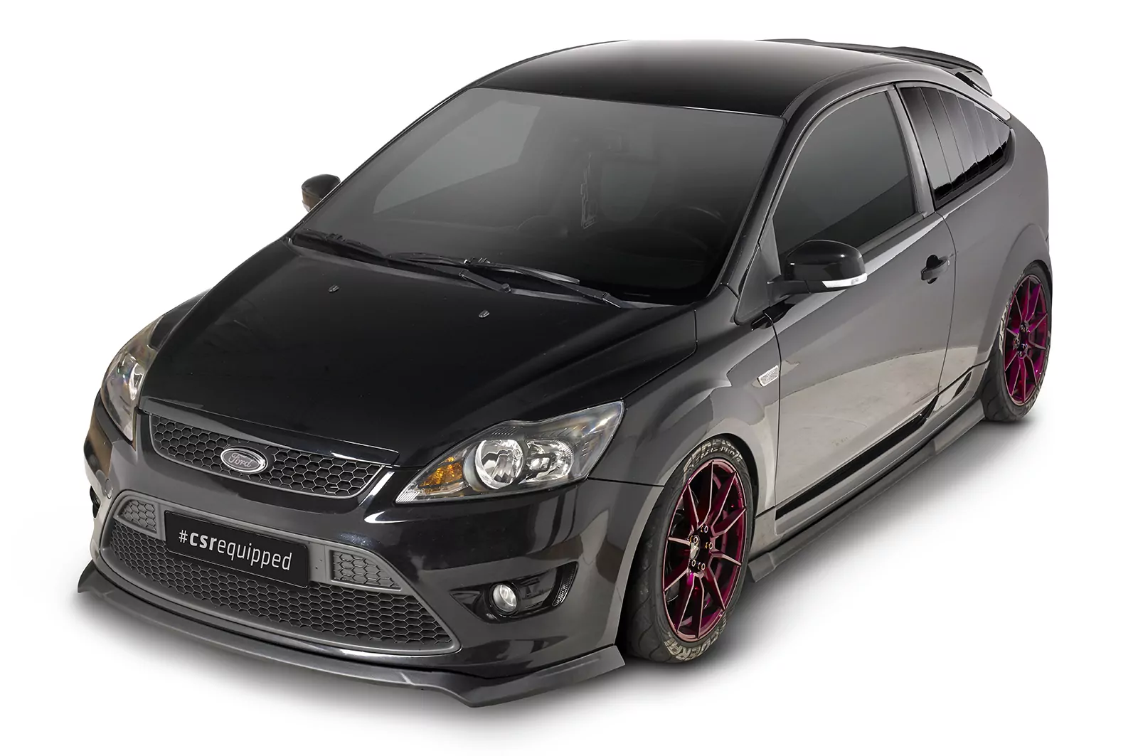 Seitenscheibenblenden für Ford Focus MK2 3-Türer SSB002 Schwarz Strukturiert