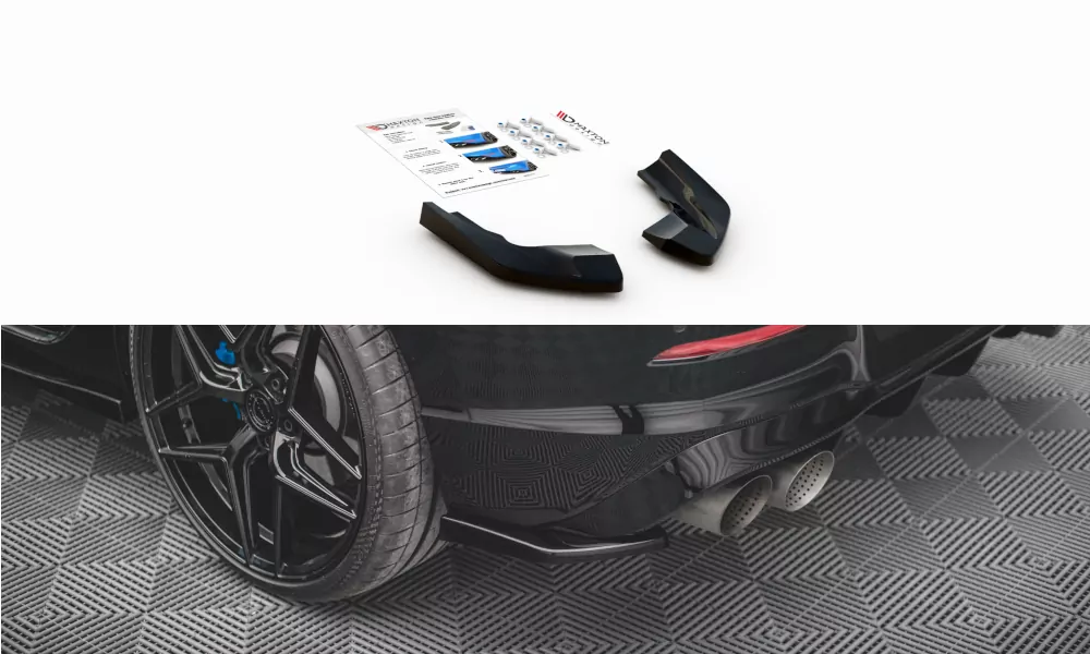 Heck Ansatz Flaps Diffusor V.2 Für VW Golf R Mk8 Facelift Schwarz Hochglanz