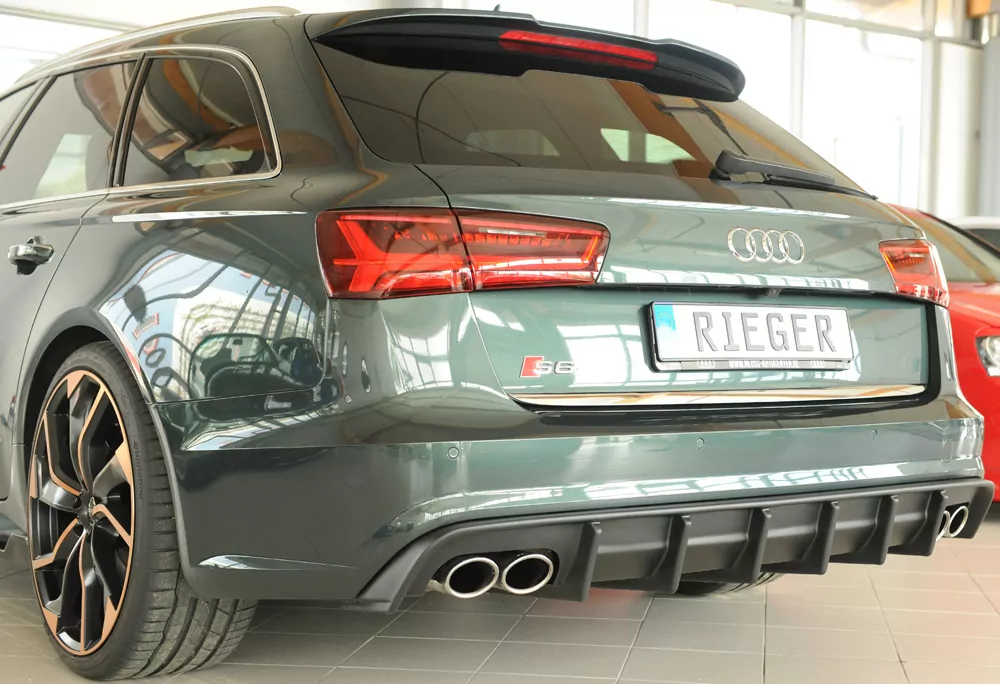 Rieger Heckeinsatz (für Fzg. mit AHK) matt schwarz für Audi A6 S6 (4G/C7) Lim. 09.14- (ab Facelift)