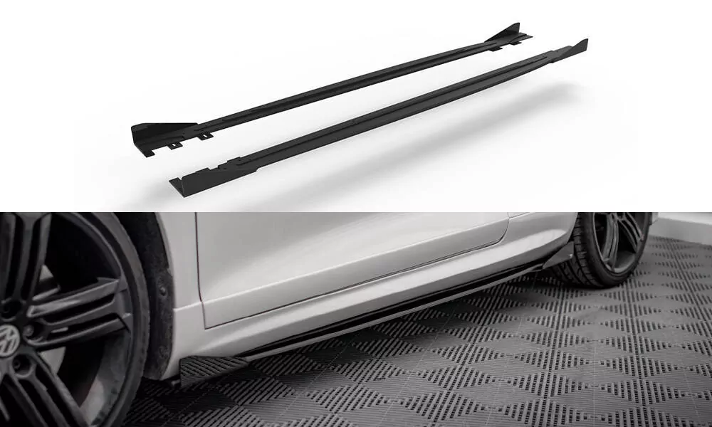 Street Pro Seitenschweller Ansatz Für + Flaps Volkswagen Scirocco R Mk3 Schwarz Hochglanz