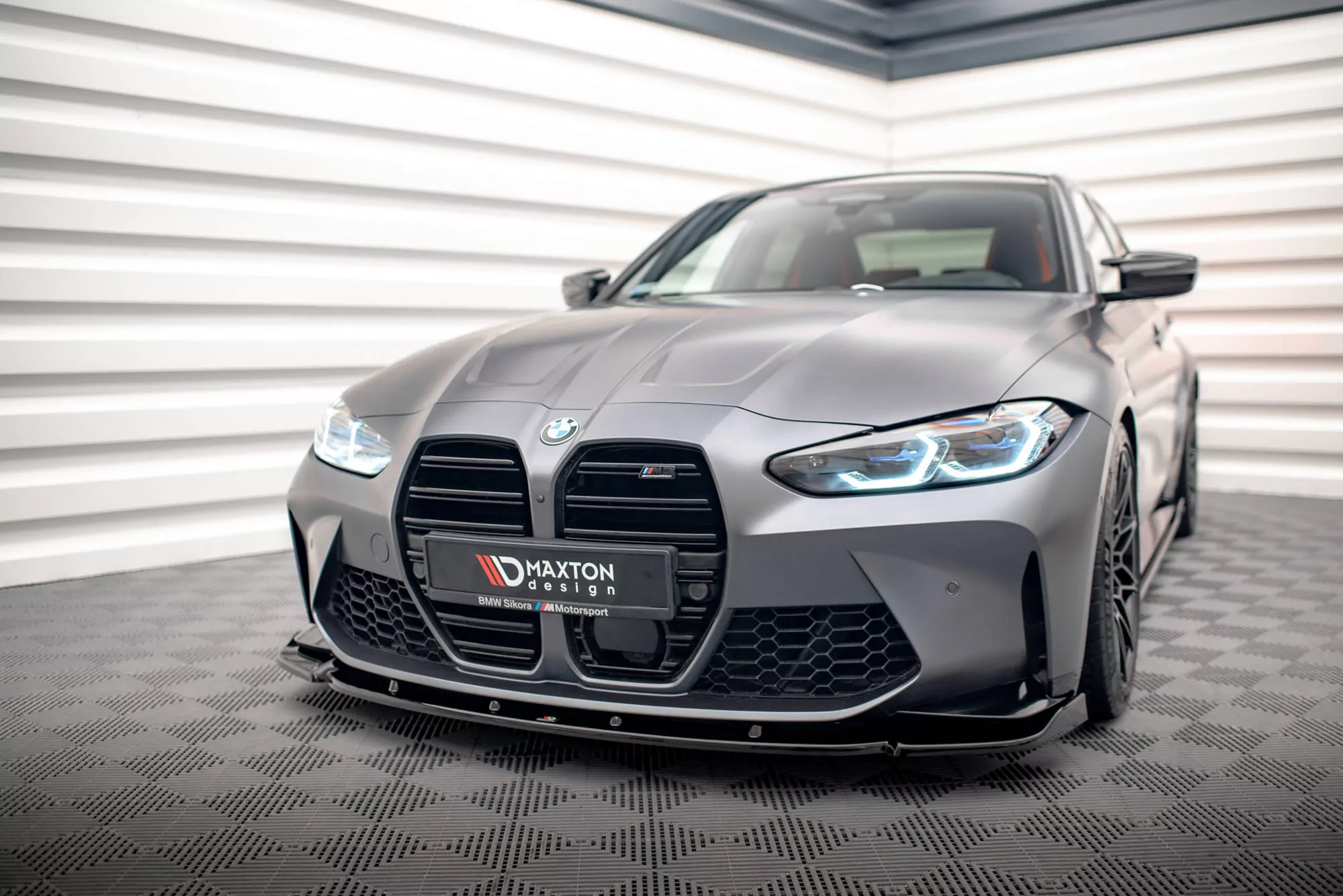 Front Ansatz V.3 Für BMW M3 Limousine / Touring G80 / G81 Schwarz Hochglanz