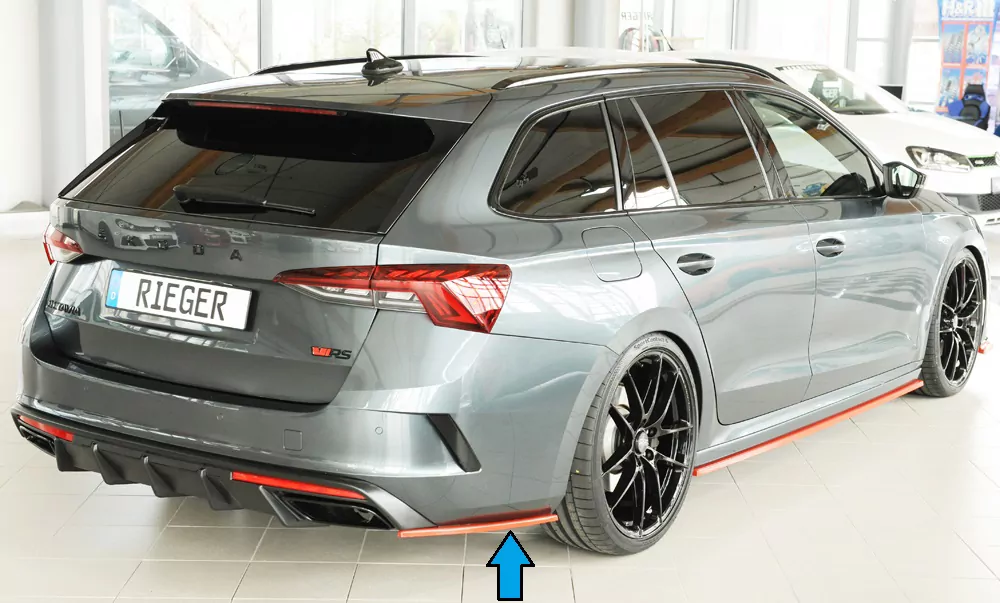Rieger Heckschürzenansatz seitlich rechts matt schwarz für Skoda Octavia RS (NX) Lim. 08.24- (ab Facelift/PV)