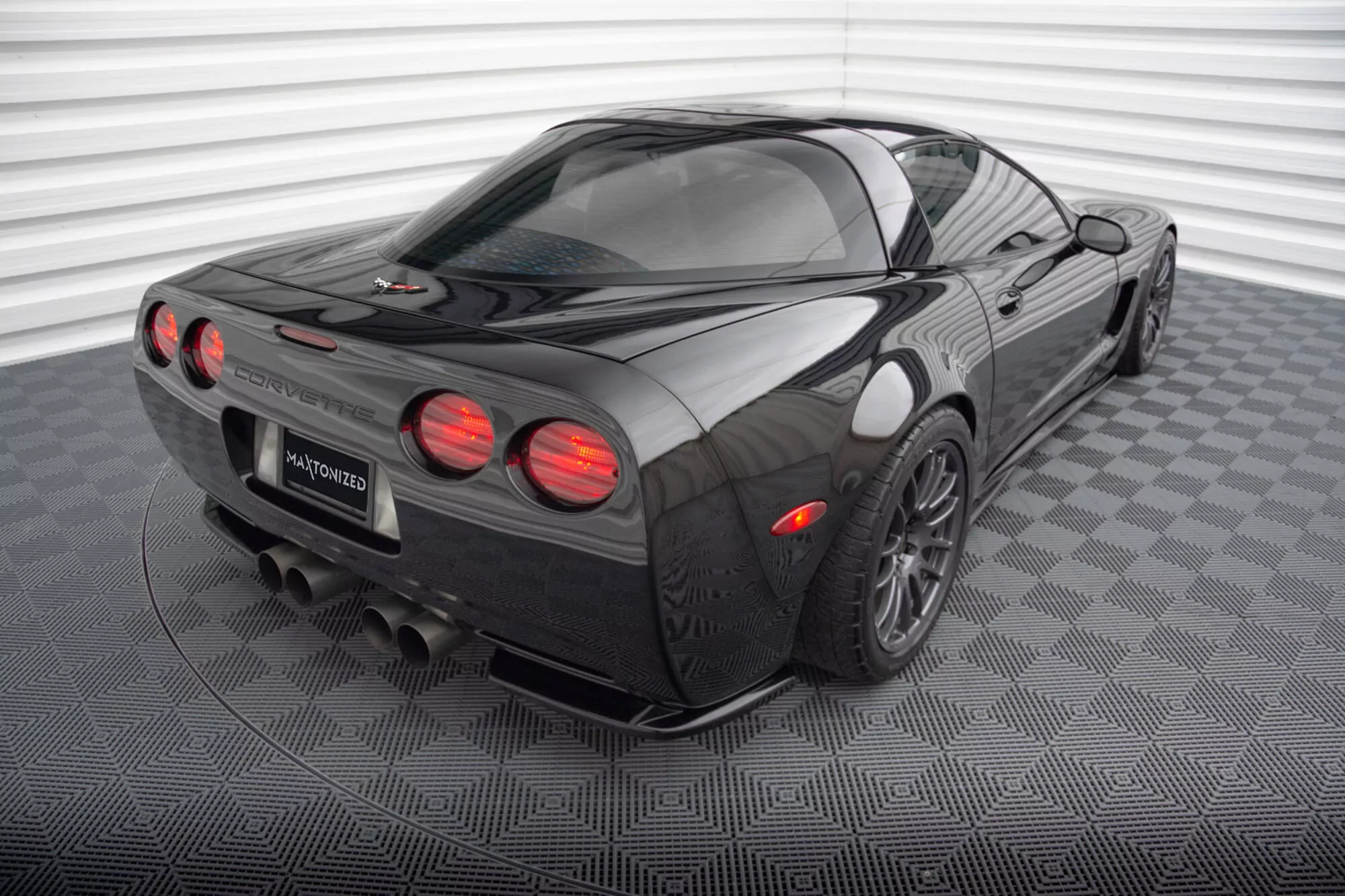 Heck Ansatz Flaps Diffusor Für Chevrolet Corvette C5 Schwarz Hochglanz