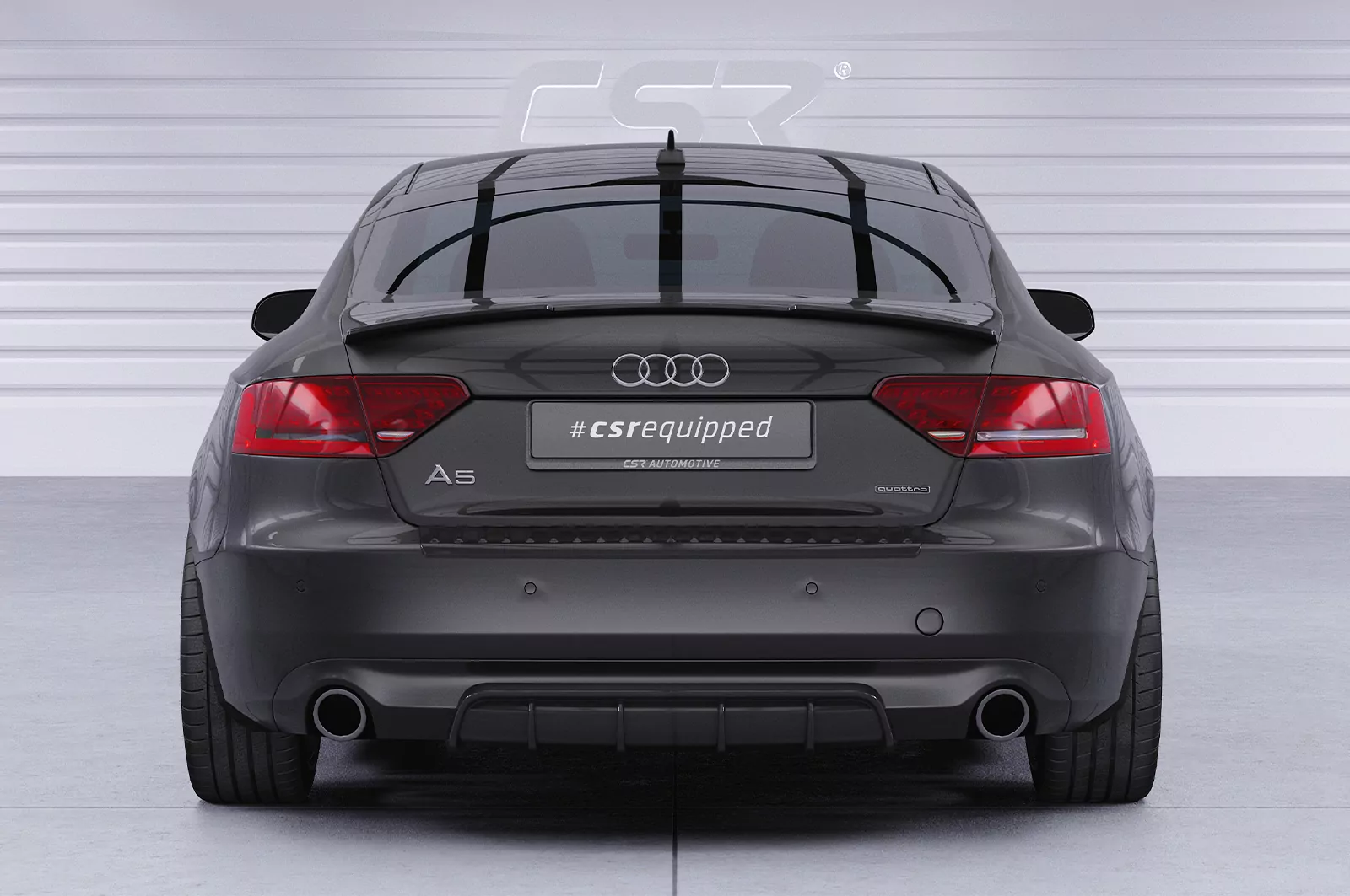 Heckansatz für Audi A5 8T Basis HA238 Schwarz Strukturiert