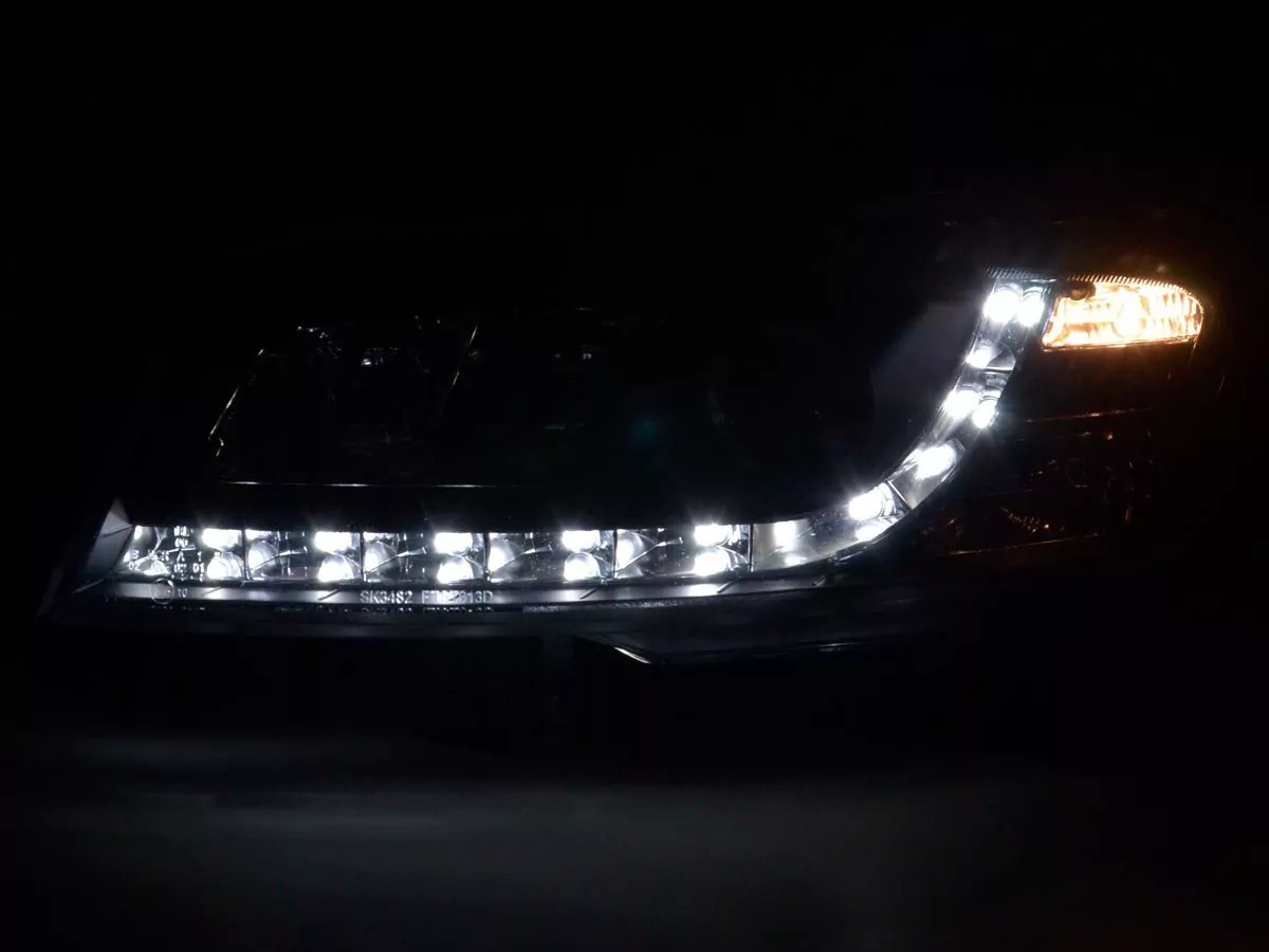 Scheinwerfer Set Daylight LED Tagfahrlicht Fiat Stilo Bj. 01-06 schwarz