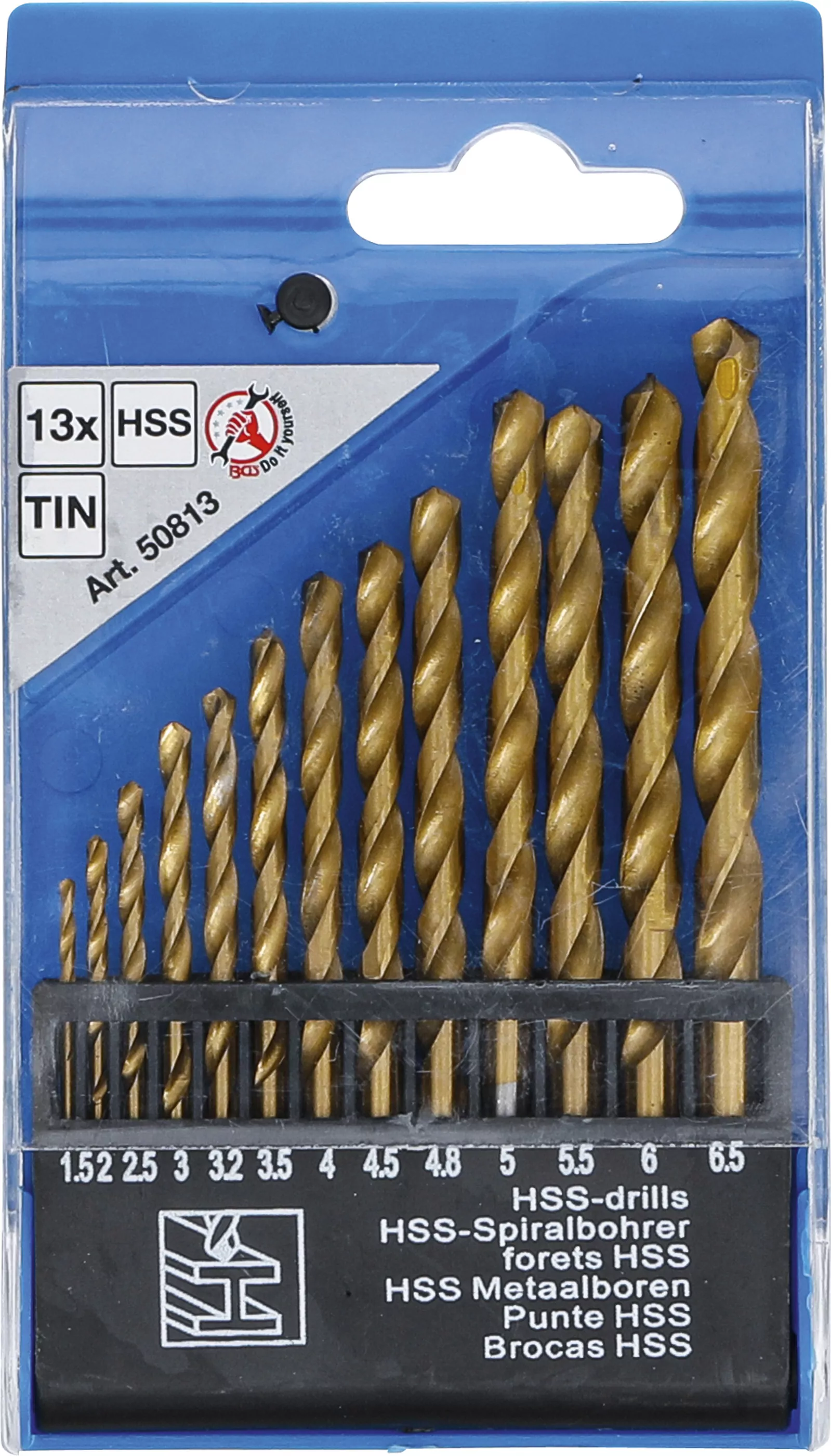 HSS-Spiralbohrer-Satz | titan-nitriert | 1,5 - 6,5 mm | 13-tlg.