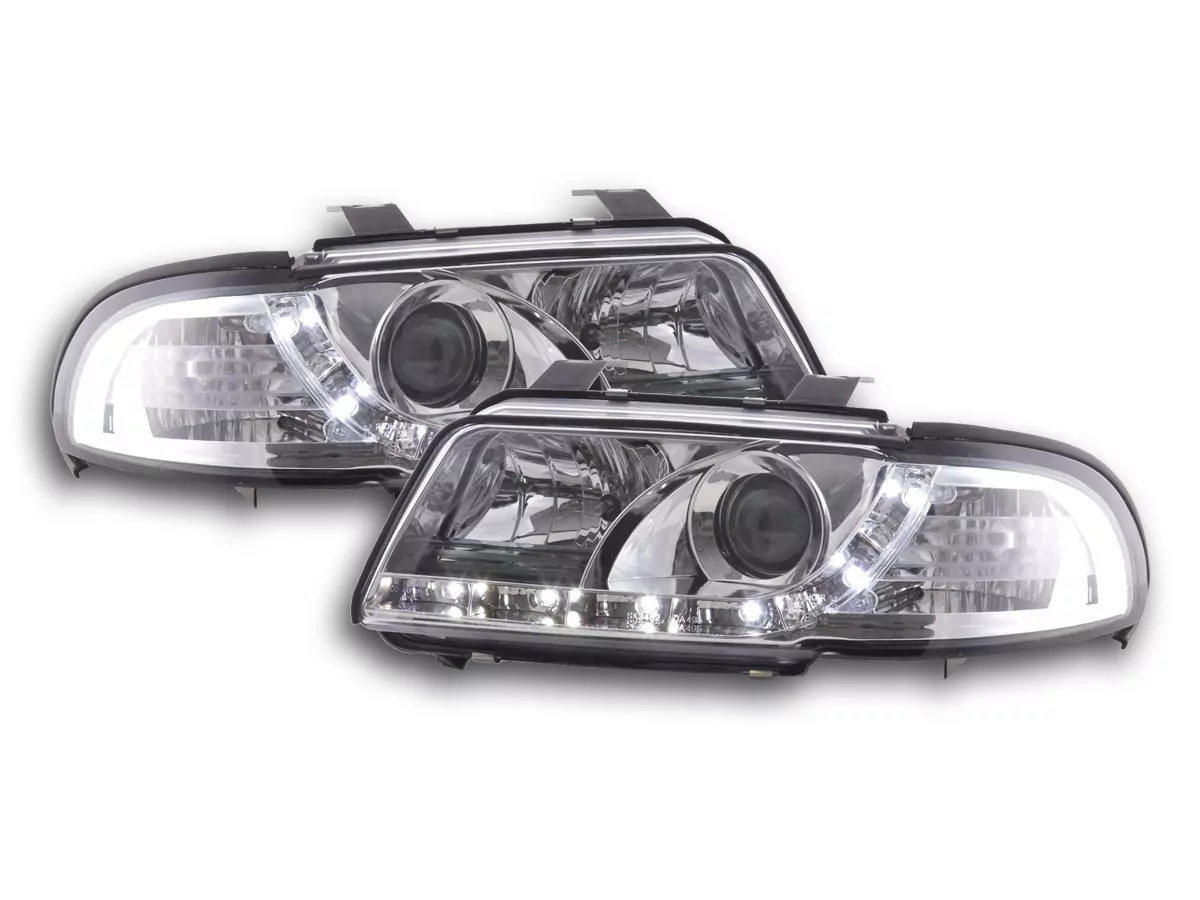 Scheinwerfer Set Daylight LED TFL-Optik Audi A4 Typ B5 Bj. 99-01 chrom