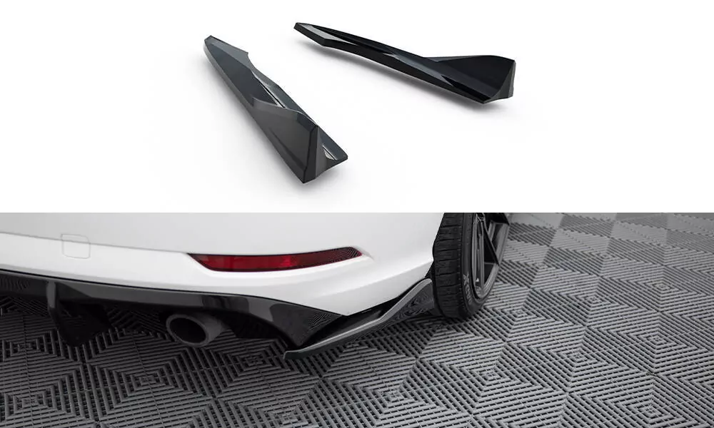 Heck Ansatz Flaps Diffusor V.2 Für Audi A3 Limousine 8V Facelift Schwarz Hochglanz