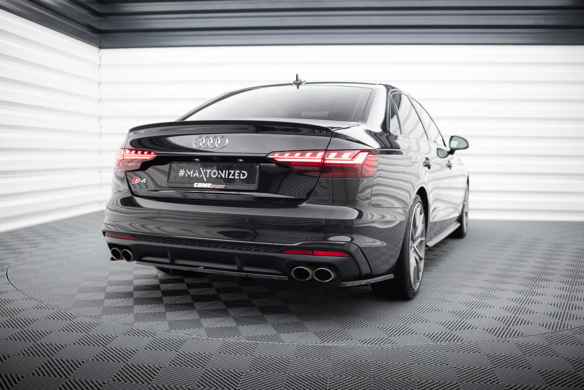 Heck Ansatz Flaps Diffusor Für Audi S4 B9 Facelift Schwarz Hochglanz