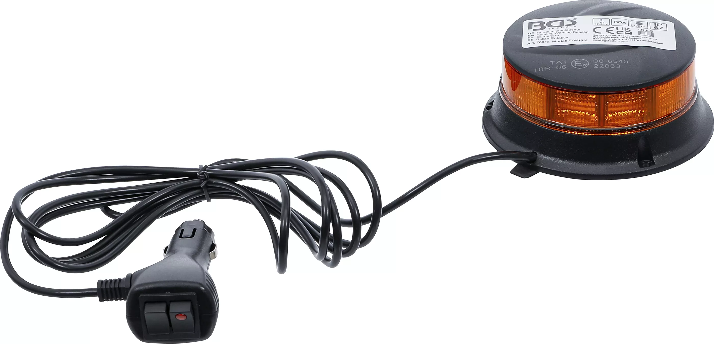 Rundumkennleuchte | gelb | mit Magnet | 12 V / 24 V | Ø 130 mm