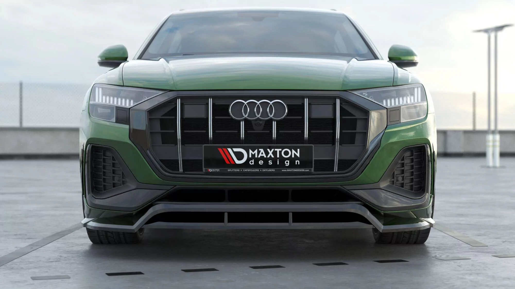 Front Ansatz Für Audi Q8 Mk1 Facelift Schwarz Hochglanz
