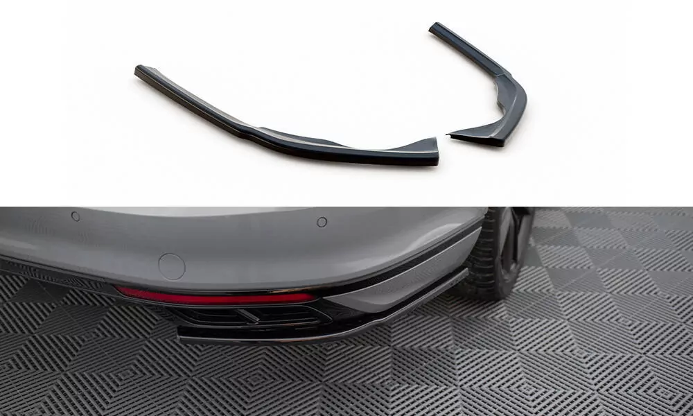 Heck Ansatz Flaps Diffusor Für Volkswagen Passat R-Line B8 Facelift Schwarz Hochglanz