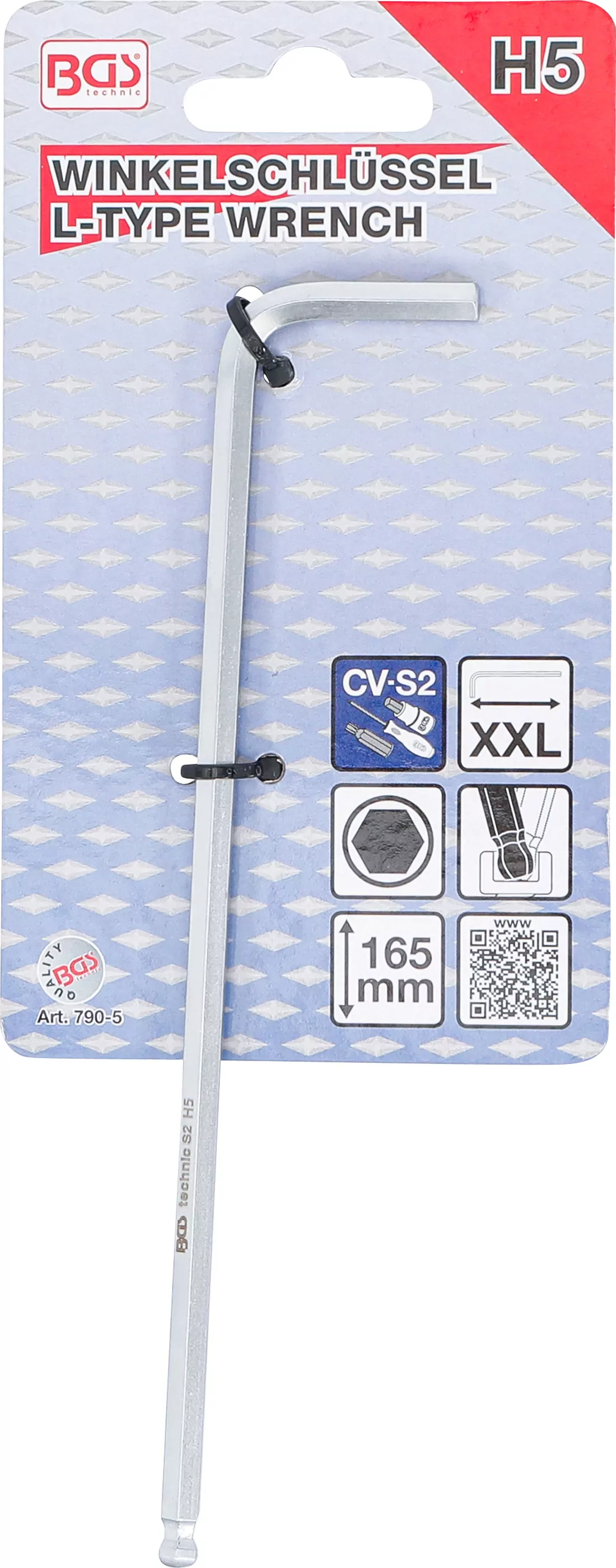 Winkelschlüssel | extra lang | Innensechskant / Innensechskant mit Kugelkopf 5 mm