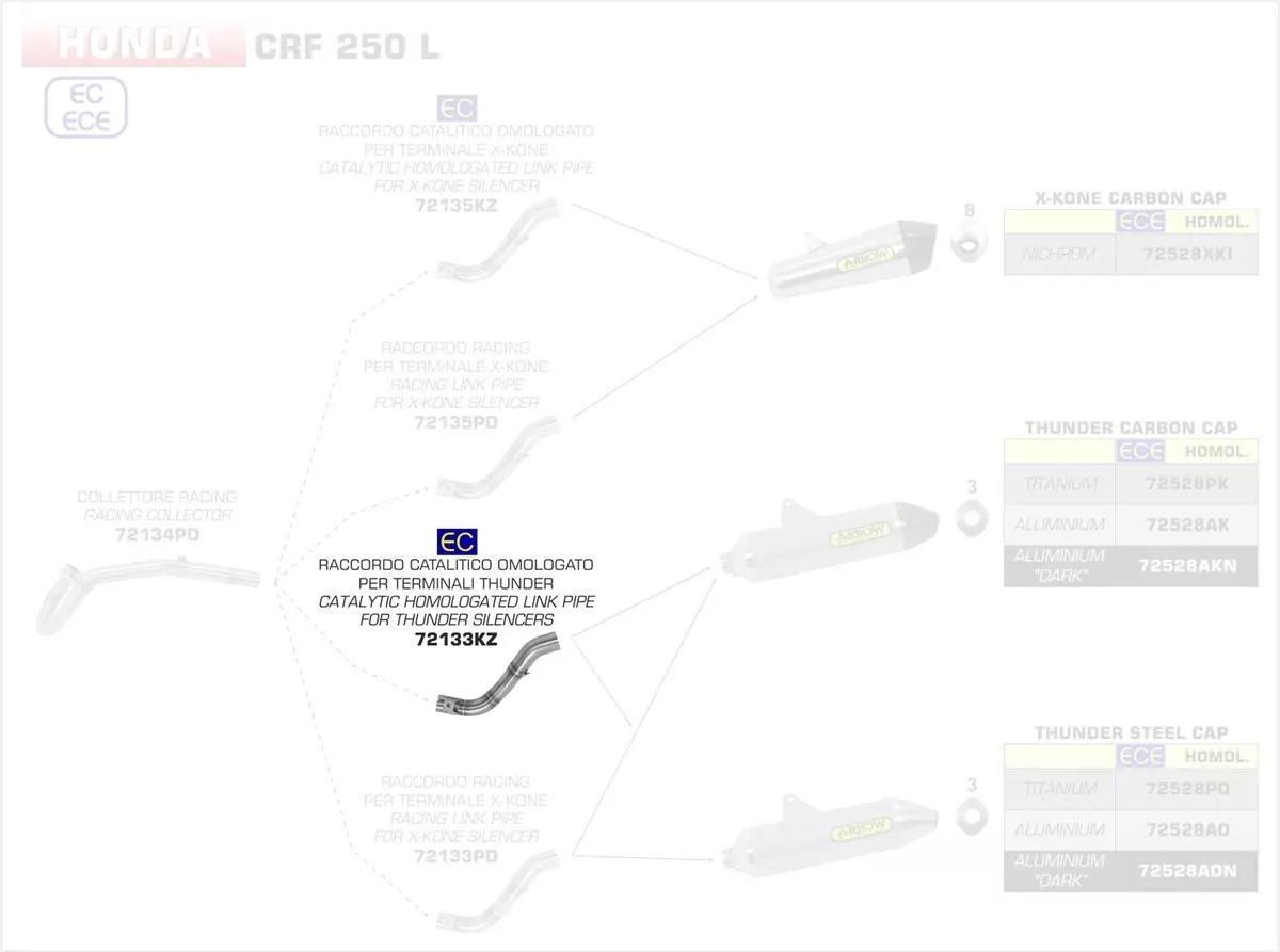 72133KZ-Arrow Verbindungsrohr Mit Kat Honda CRF 250 L/ Enduro 17-18