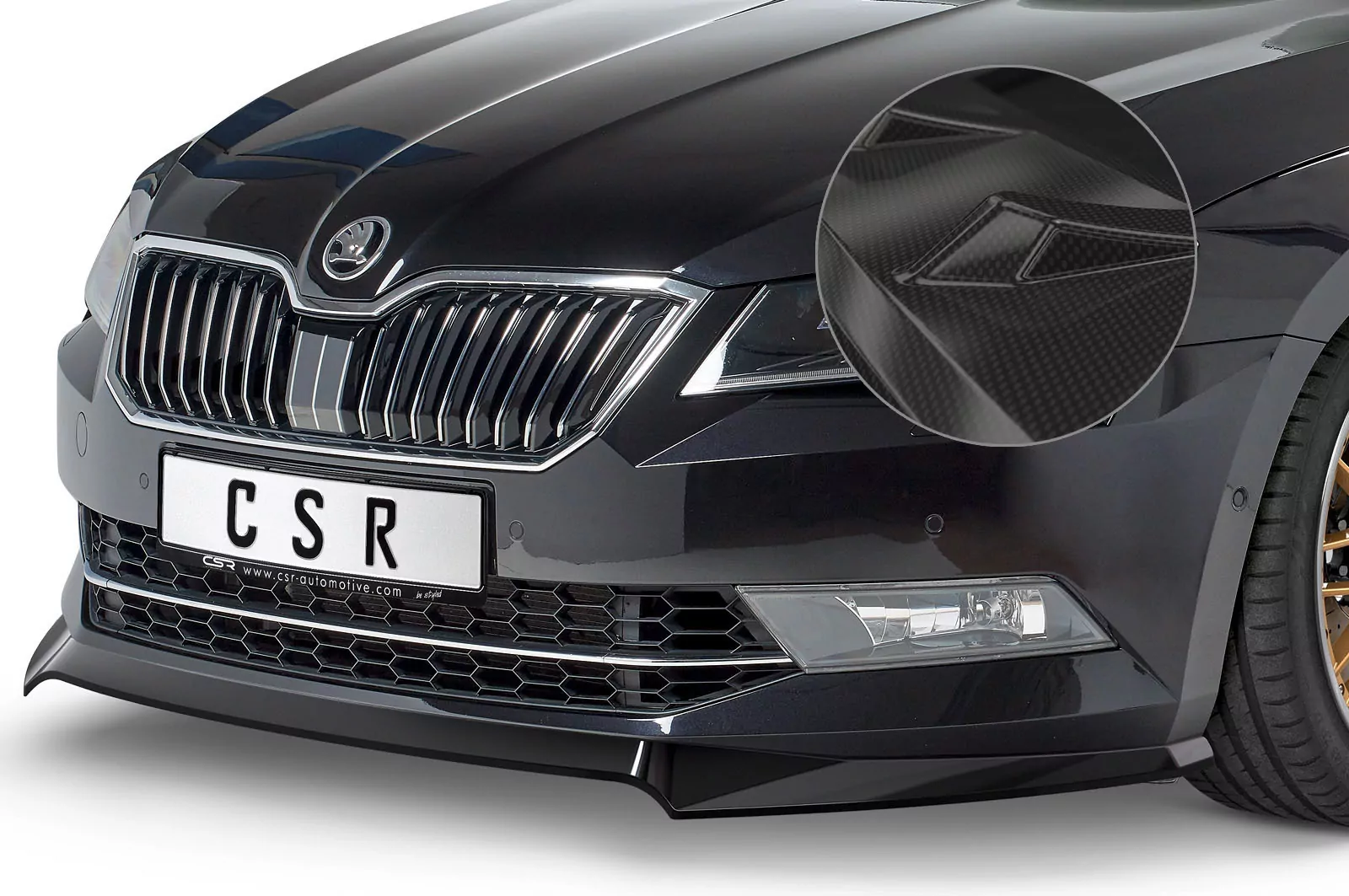 Cup-Spoilerlippe mit ABE für Skoda Superb III (Typ 3V) CSL401-C Carbon Look Hochglanz