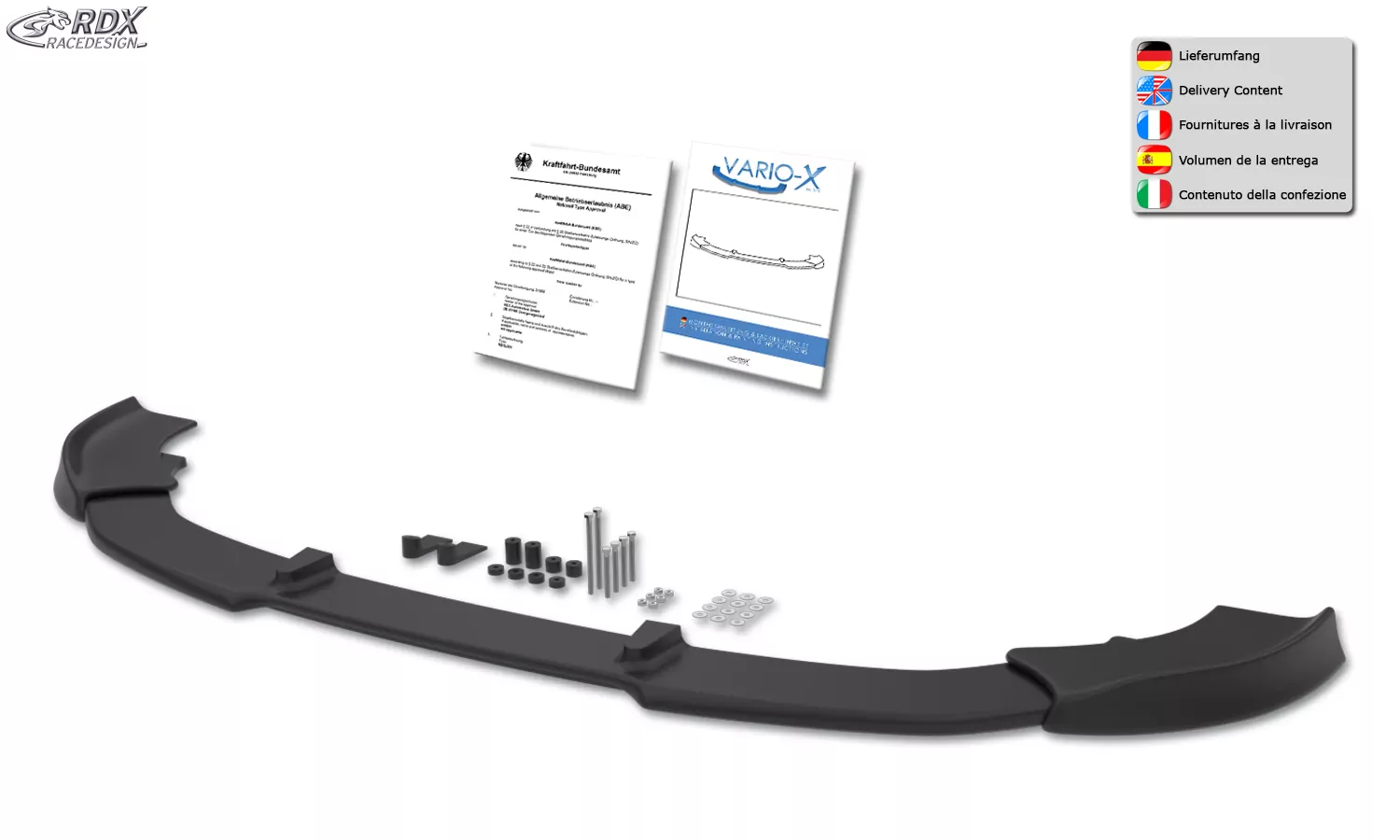 RDX Frontspoiler VARIO-X für MERCEDES E-Klasse W213 AMG-Line 2016+ Frontlippe Front Ansatz Vorne Spoilerlippe