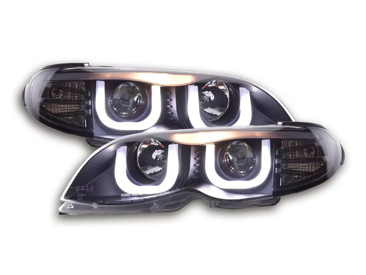 Scheinwerfer Set Daylight LED TFL-Optik BMW 3er E46 Limo/Touring Bj. 02-05 schwarz für Rechtslenker