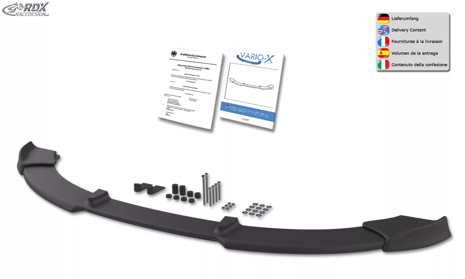 RDX Frontspoiler VARIO-X für BMW 1er E82 / E88 Frontlippe Front Ansatz Vorne Spoilerlippe