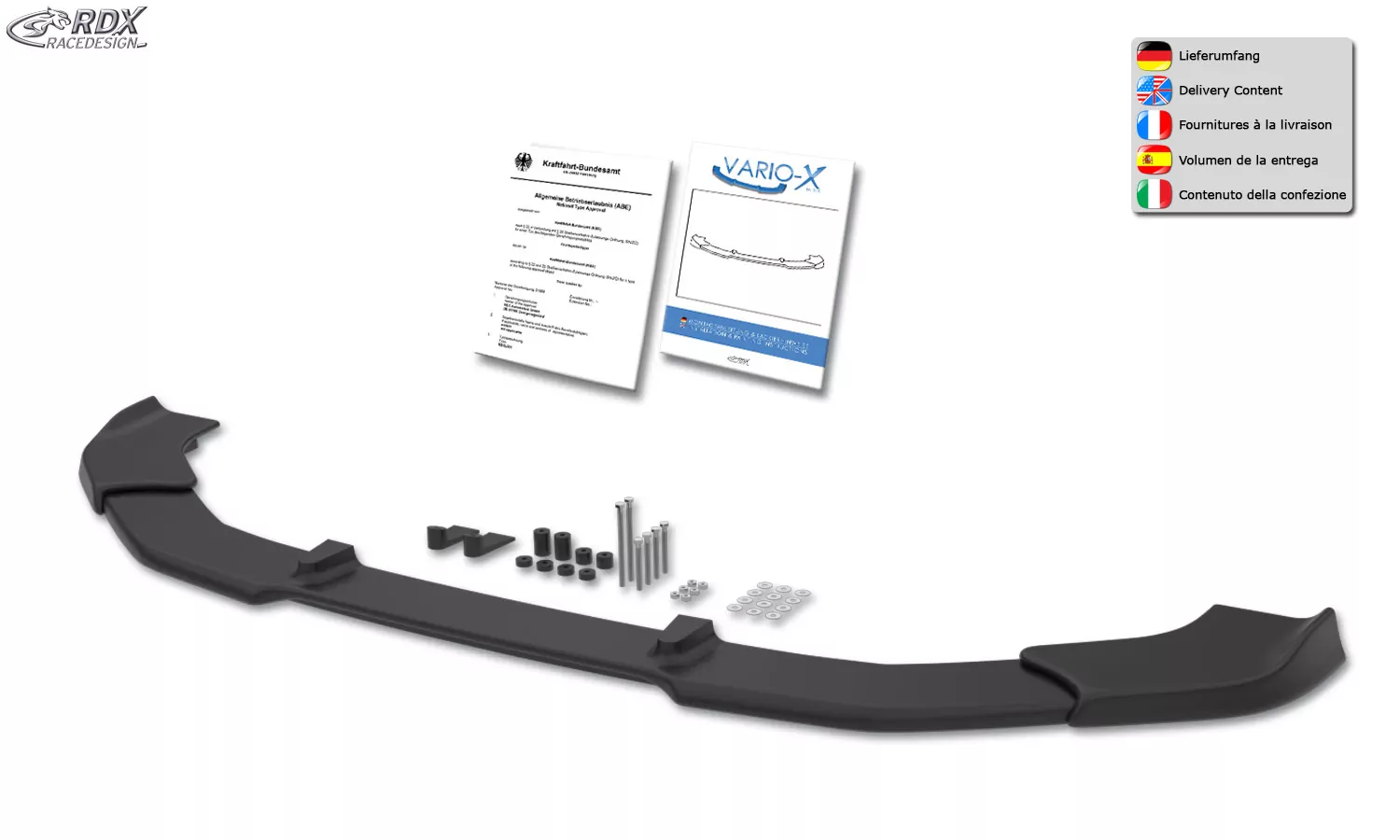 RDX Frontspoiler VARIO-X für AUDI A1 (GB) Frontlippe Front Ansatz Vorne Spoilerlippe
