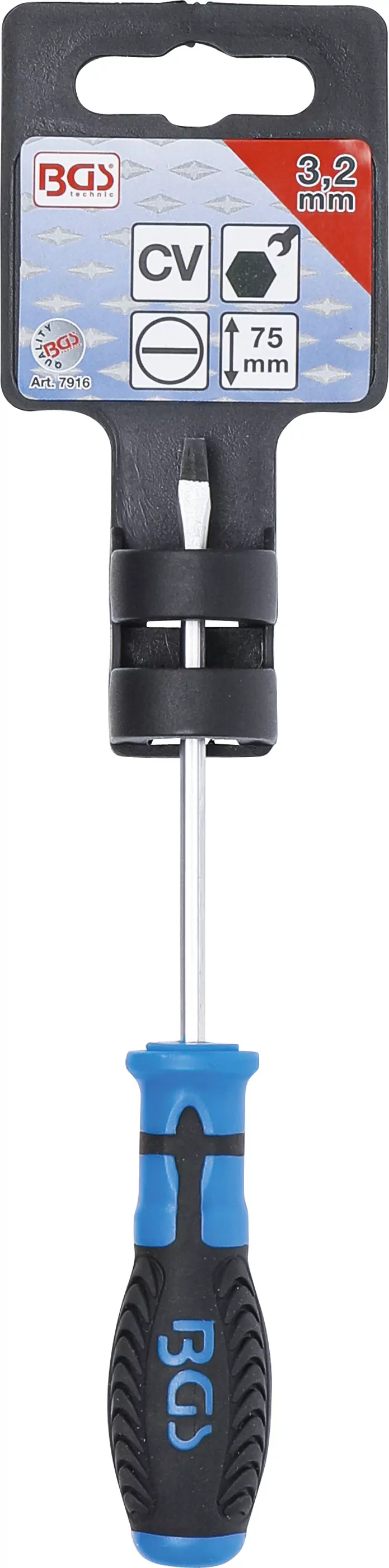 Schraubendreher | mit Außensechskant | Schlitz 3,2 mm | Klingenlänge 75 mm