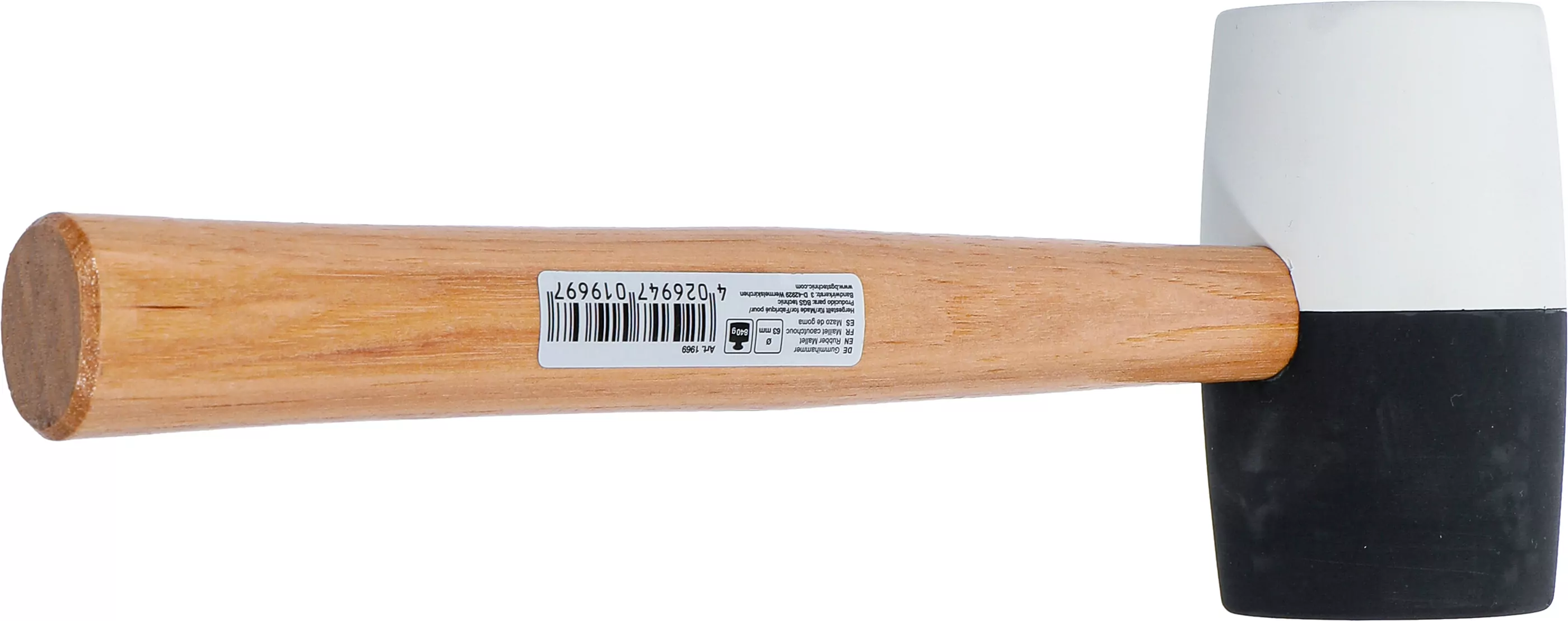 Gummihammer | Hickory-Stiel | schwarz-weißer Kopf | Ø 63 mm | 840 g
