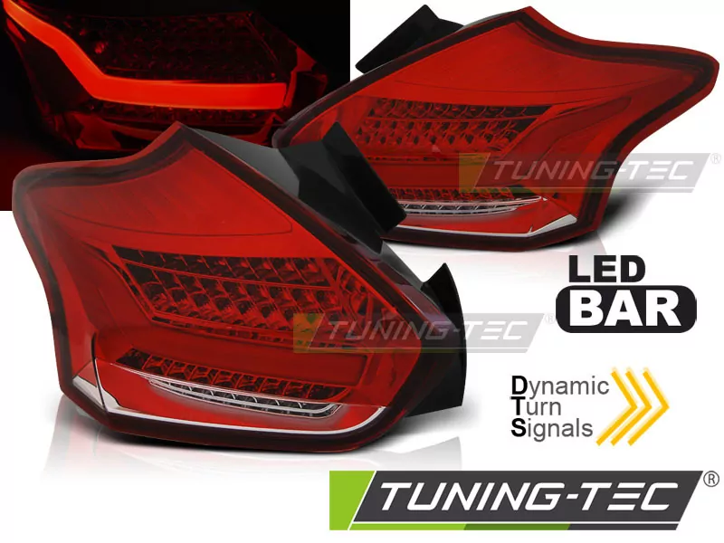 Ford Focus 3 15-18 Hatchback Red White Seq Led 