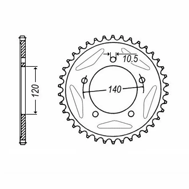 Kettenrad Stahl 45 Zähne Teilung 530