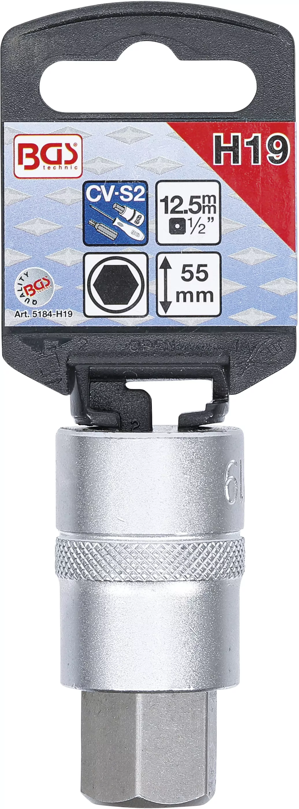 Bit-Einsatz | Antrieb Innenvierkant 12,5 mm (1/2") | Innensechskant 19 mm