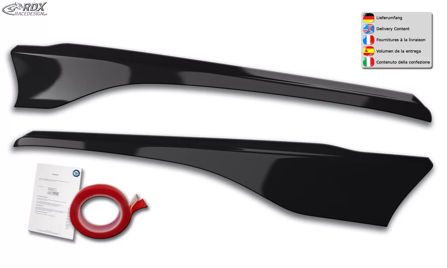 RDX Scheinwerferblenden für FORD Transit Custom & Tourneo Custom (2018-2023) Böser Blick SCHWARZ GLÄNZEND