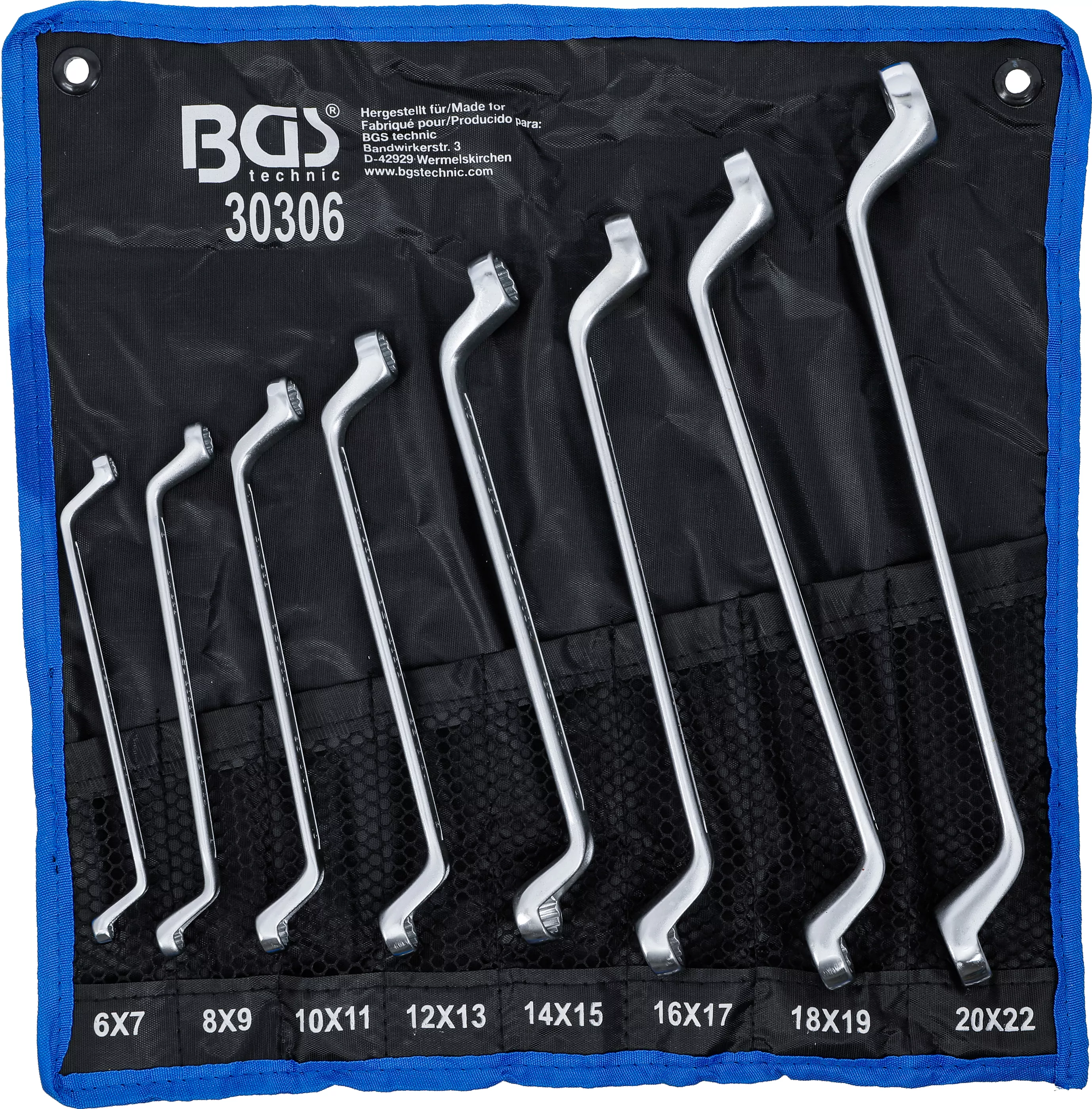 Doppel-Ringschlüssel-Satz | tief gekröpft | SW 6 x 7 - 20 x 22 mm | 8-tlg.