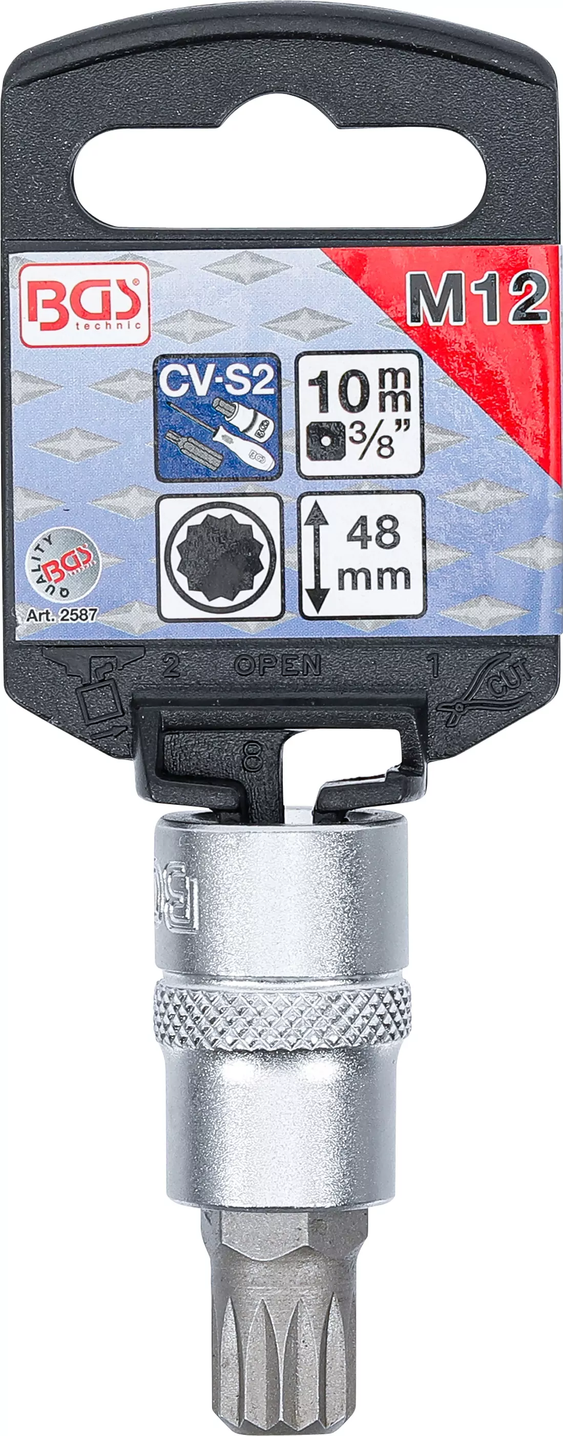 Bit-Einsatz | Antrieb Innenvierkant 10 mm (3/8") | Innenvielzahn (für XZN) M12