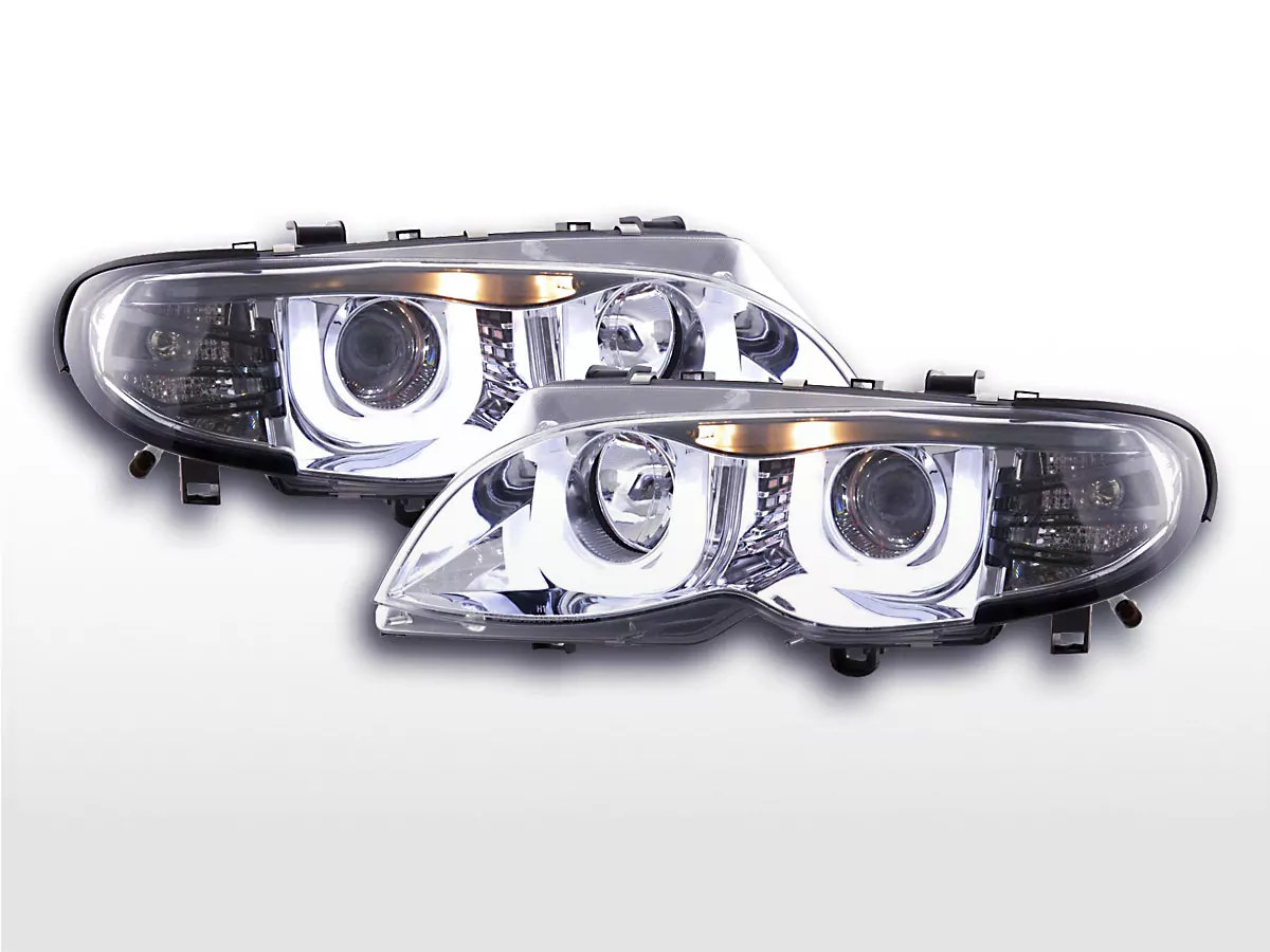 Scheinwerfer Set Angel Eyes BMW 3er E46 Limo/Touring Bj. 02-05 chrom