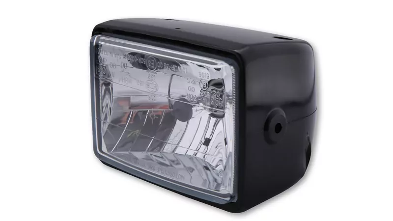 - Kein Hersteller - Rechteckscheinwerfer, seitliche Befestigung, H4 12V 60/55W, ABS, schwarz E-geprüft