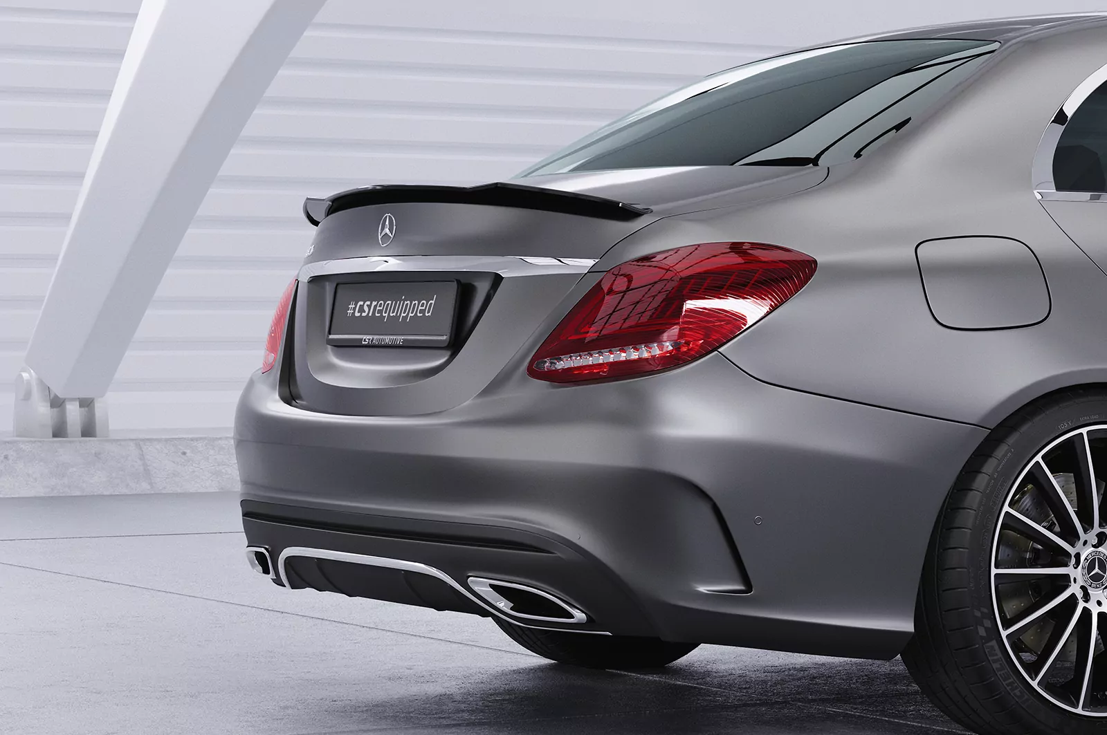 Heckflügel mit ABE für Mercedes Benz C-Klasse W205 HF813 Schwarz Strukturiert