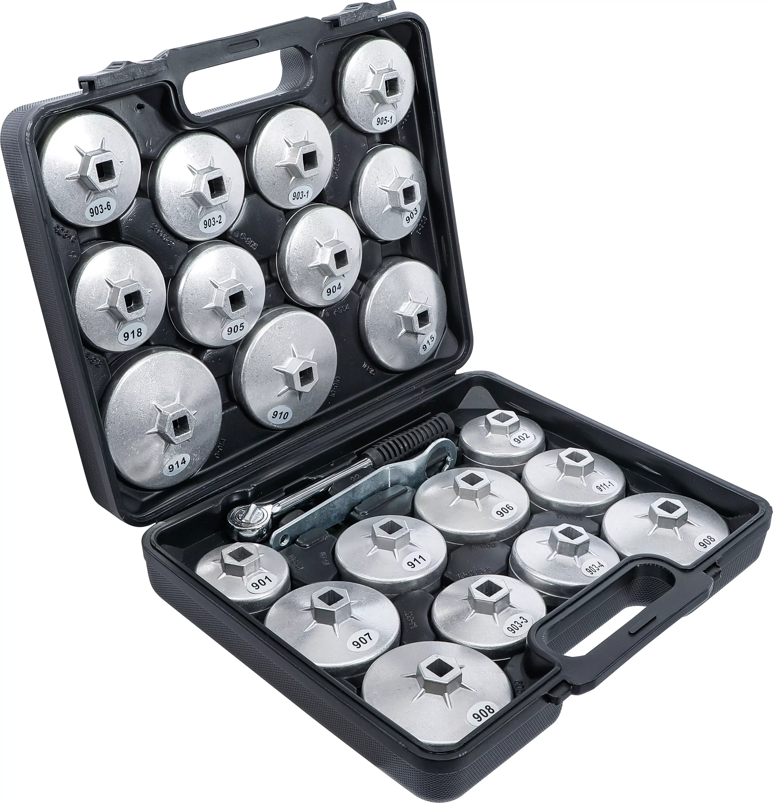 Ölfilterschlüssel-Satz | Aluminium-Druckguss | Antrieb Innenvierkant 12,5 mm (1/2") | 23-tlg.