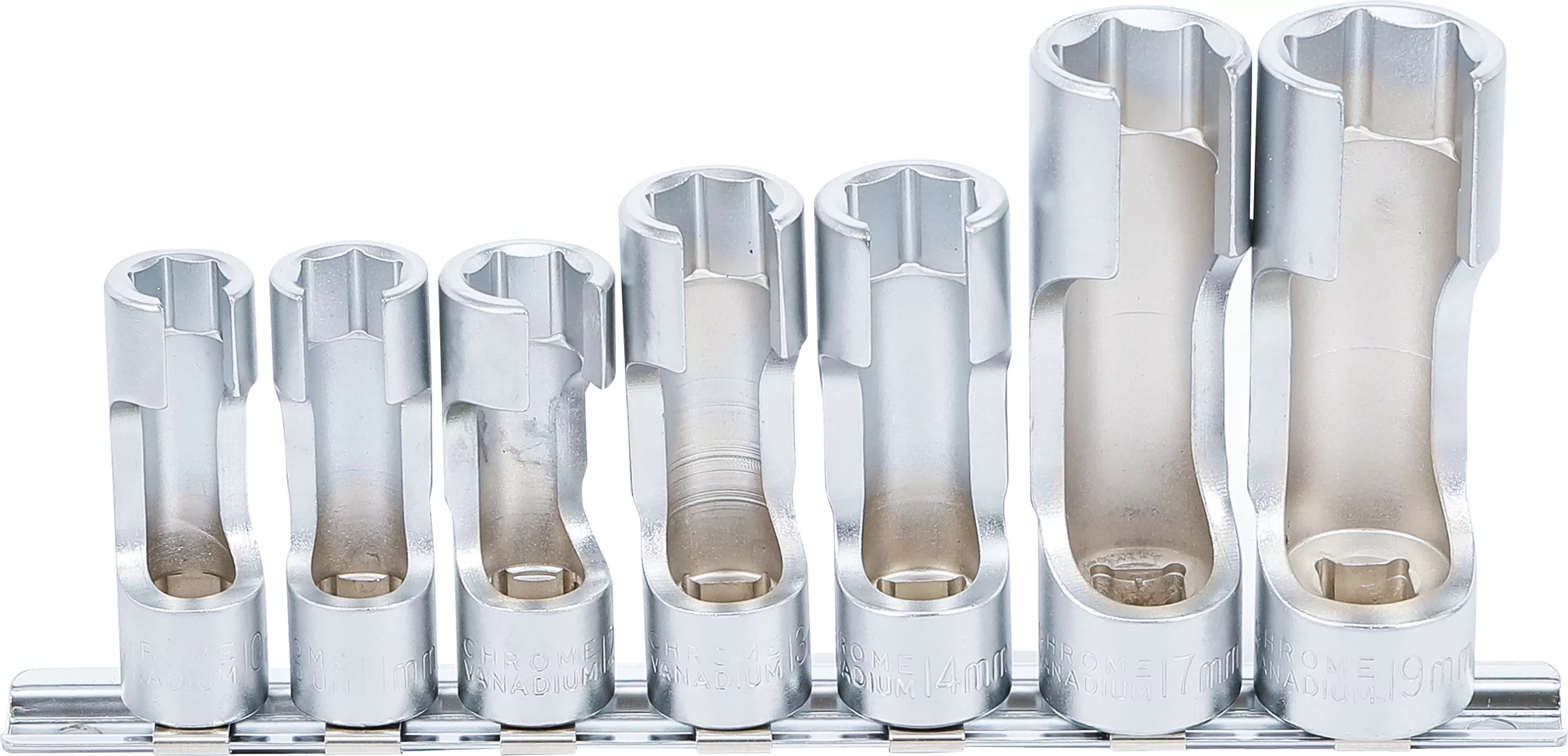 Spezial-Steckschlüssel-Einsatz-Satz, geschlitzt | Antrieb Innenvierkant 10 mm (3/8") | SW 10 - 19 mm | 7-tlg.