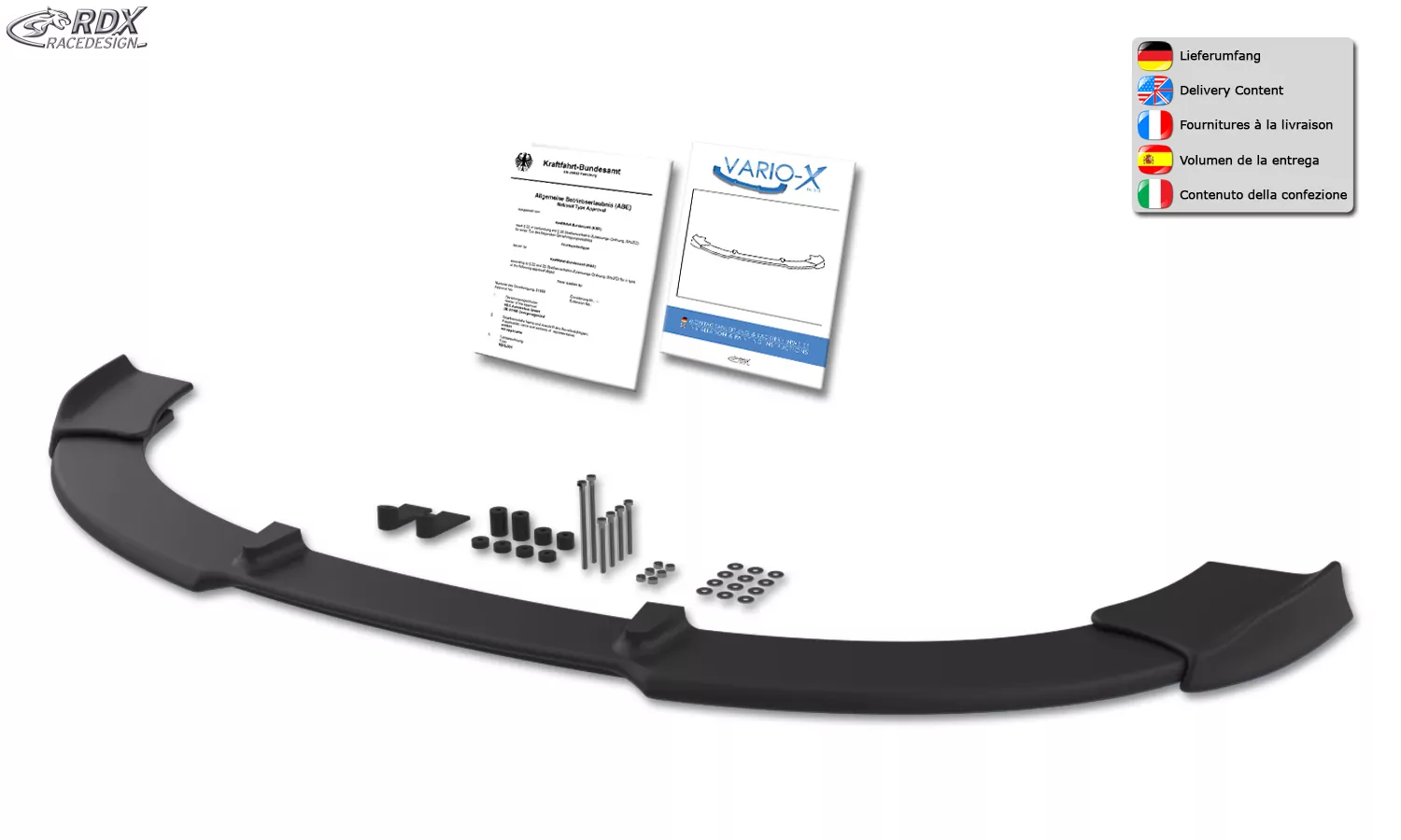 RDX Frontspoiler VARIO-X für AUDI A3 8P 2006-2008 S-Line / A3 Sportback -2008 S-Line Frontlippe Front Ansatz Vorne Spoilerlippe