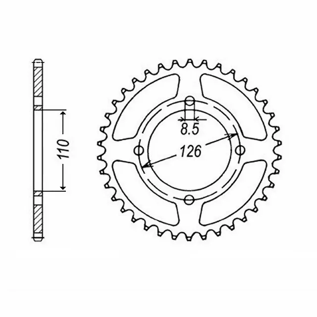 Kettenrad Stahl 47 Zähne Teilung 420