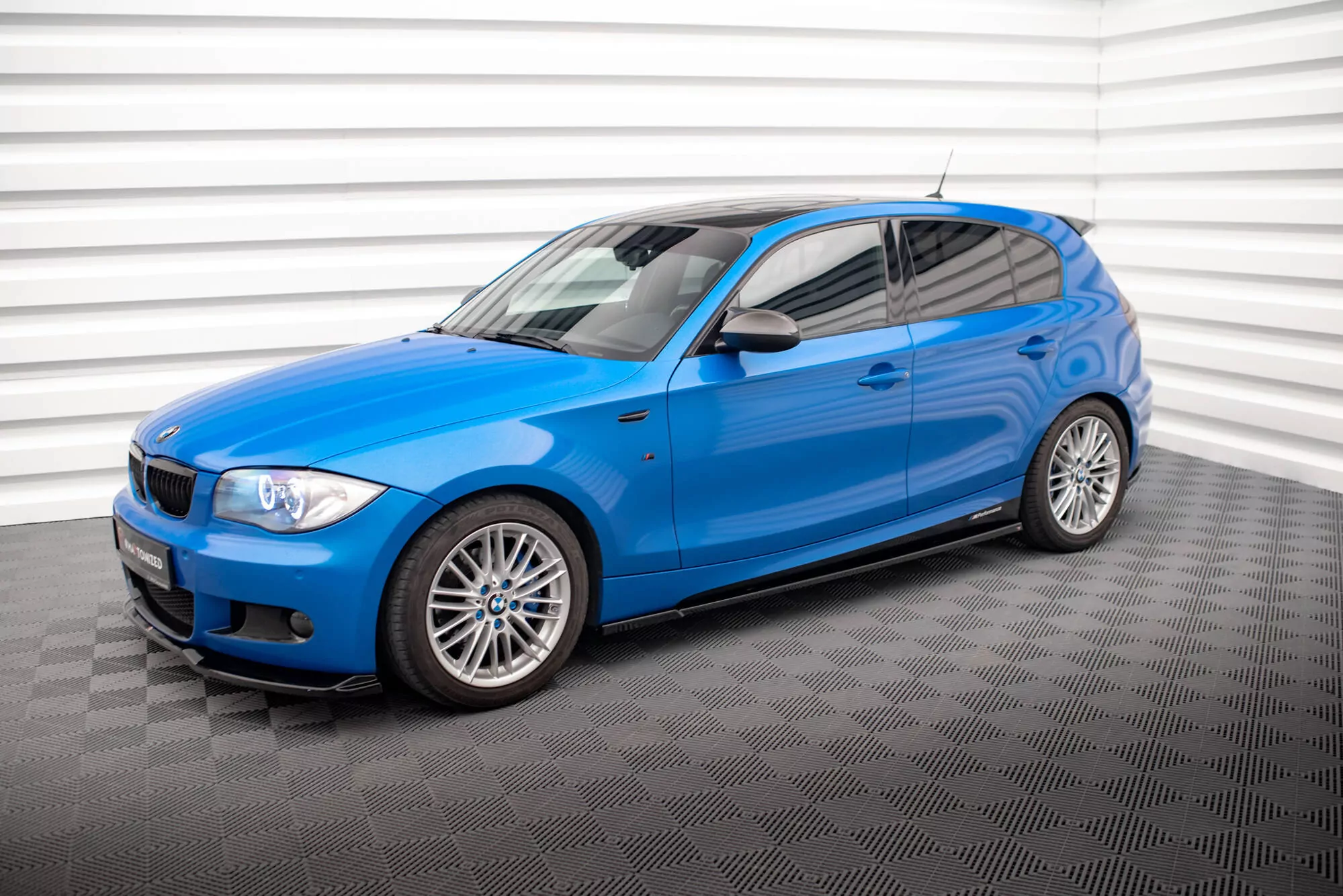 Seitenschweller Ansatz Für BMW 1er M-Paket E87 Facelift Schwarz Hochglanz