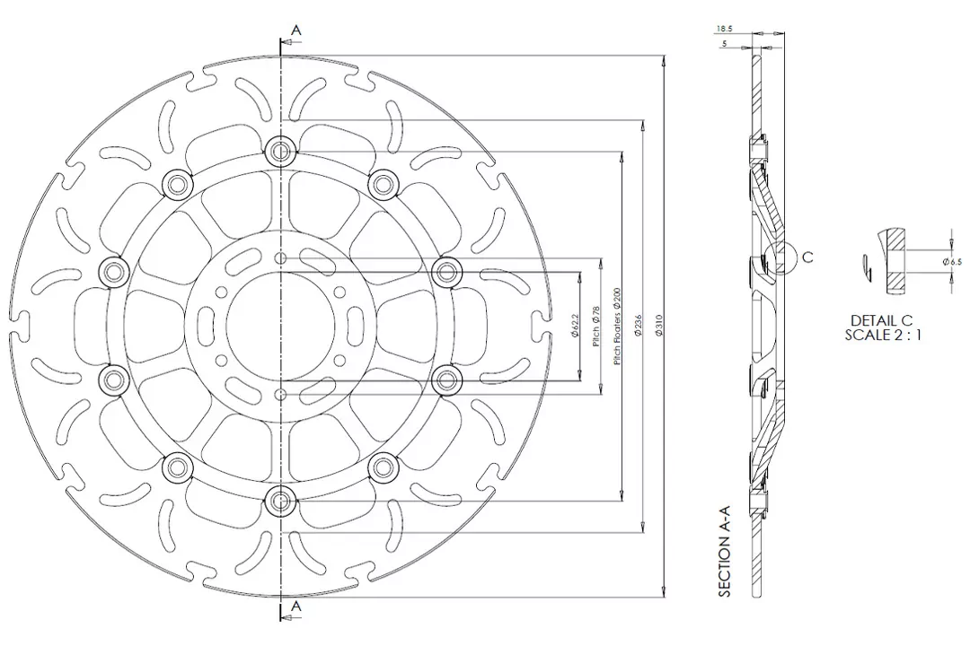 alpha Technik Bremsscheibe Omega-Design ABD33 vorne für Honda CBR1100 CB1100SF